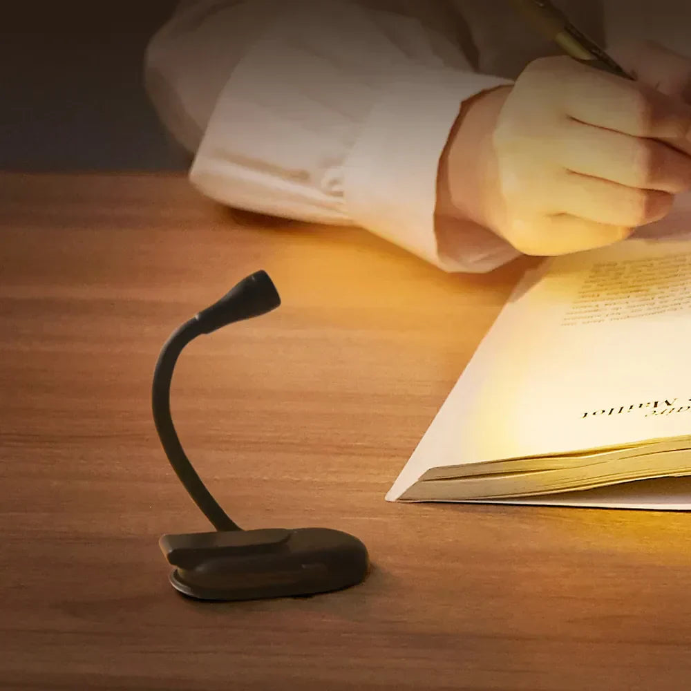 Glevato | Mini Book Light - Portable Clip Light with USB Charging, Dimmable LED for Bedroom, Eye Protection, and Camping - 360° Rotating Clip Book Lamp