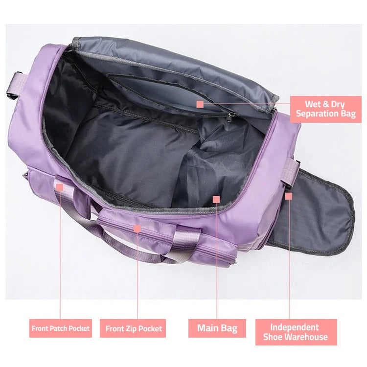 Glevato | Multi-Pocket Travel Bag, Sports and Gym Bag with Separate Shoe Compartment