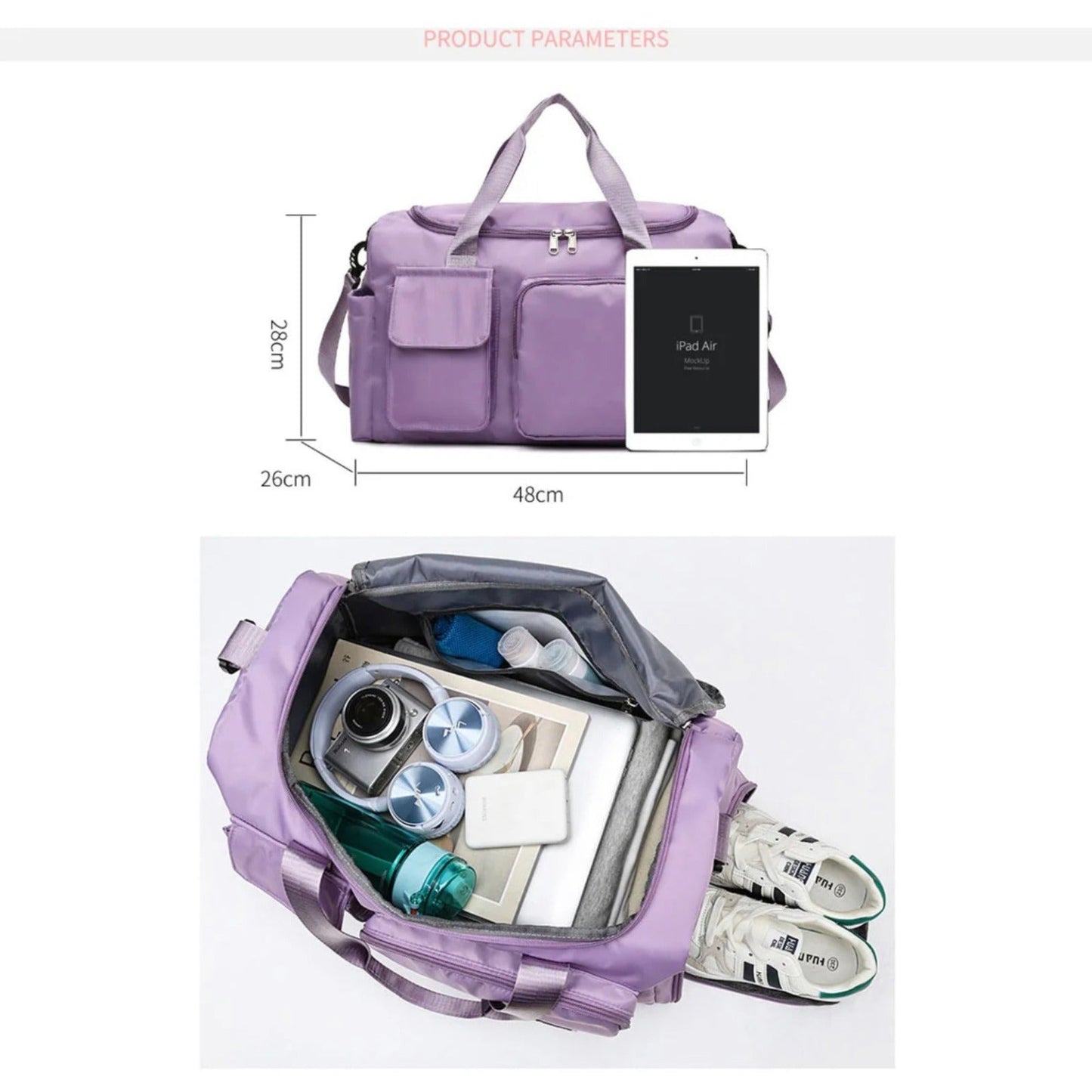 Glevato | Multi-Pocket Travel Bag, Sports and Gym Bag with Separate Shoe Compartment