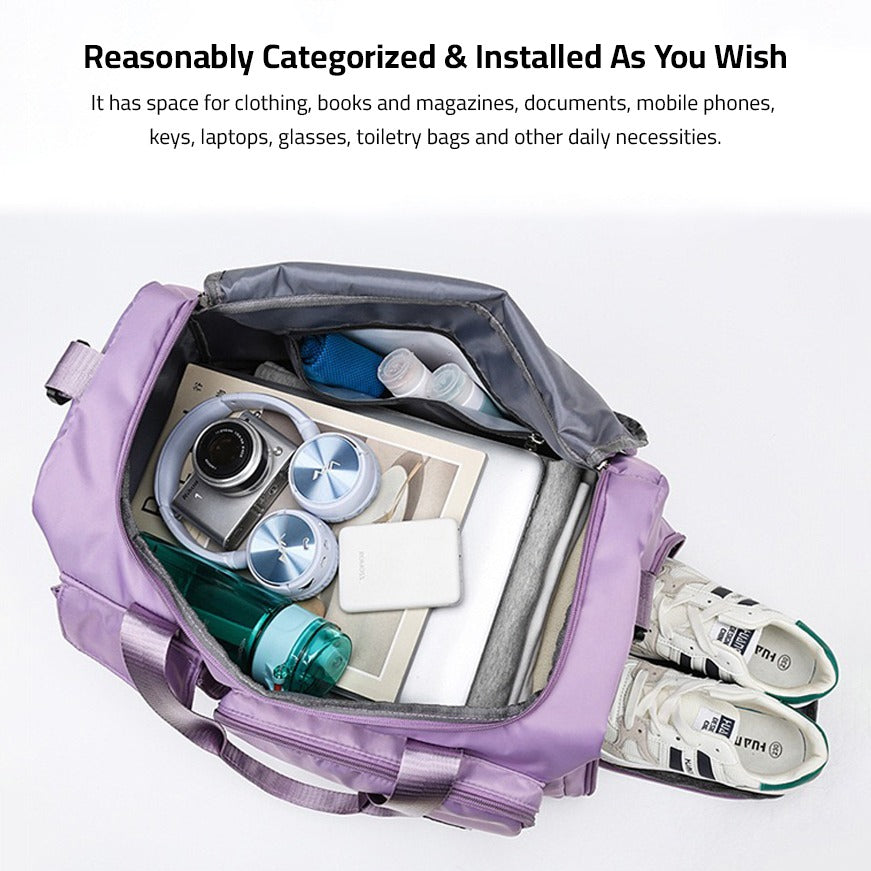 Glevato | Multi-Pocket Travel Bag, Sports and Gym Duffle with Separate Shoe Compartment