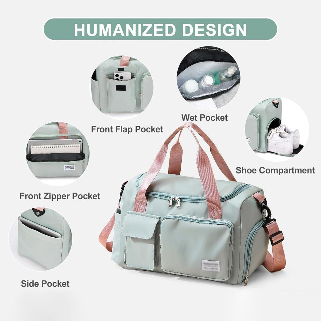 Glevato | Multi-Pocket Travel Bag, Sports and Gym Duffle with Separate Shoe Compartment