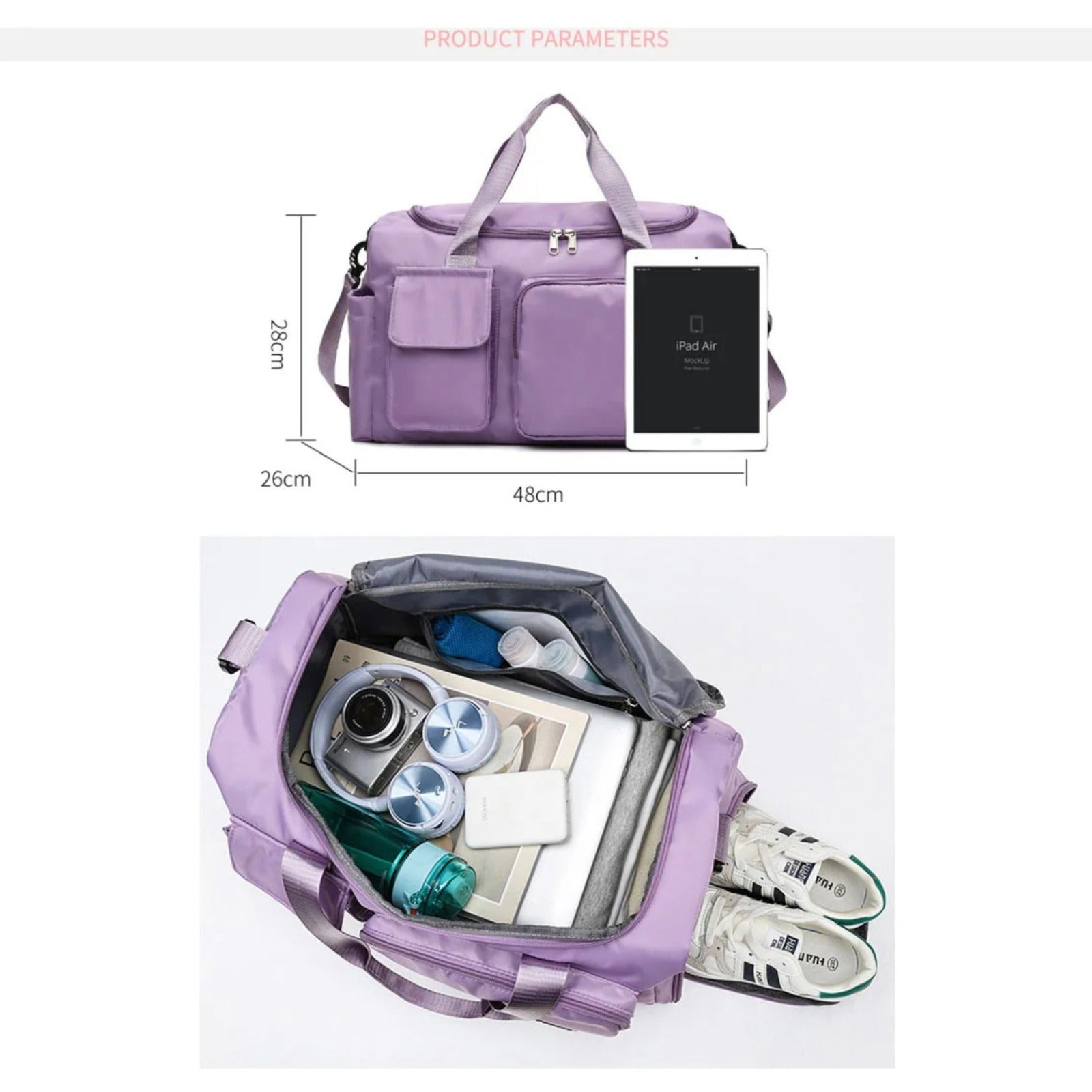 Glevato | Multi-Pocket Travel Bag, Sports and Gym Duffle with Separate Shoe Compartment