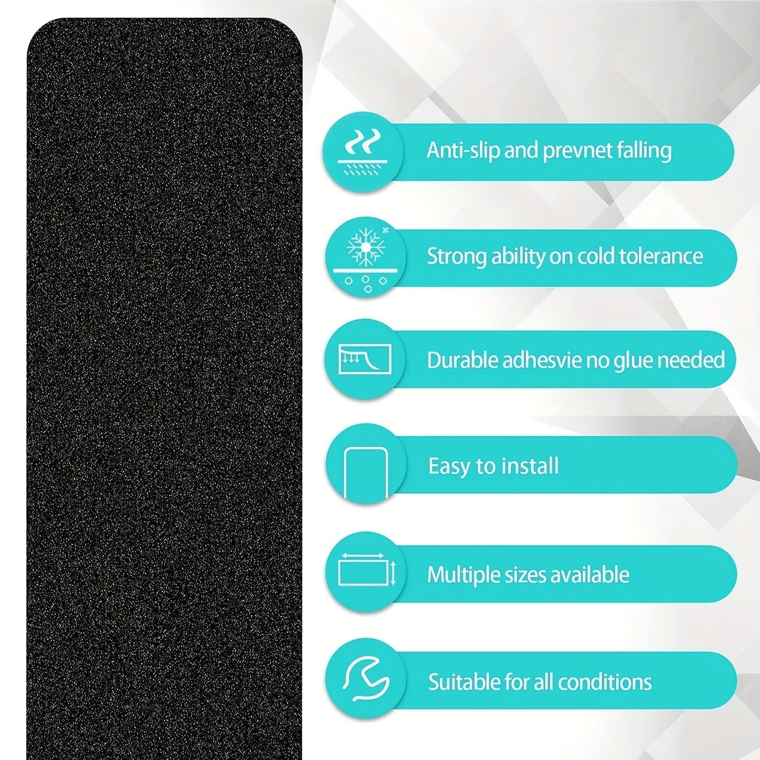Glevato | Non-Slip Stair Treads 10-Pack – 6"x24", 80-Grit, Weather Resistant