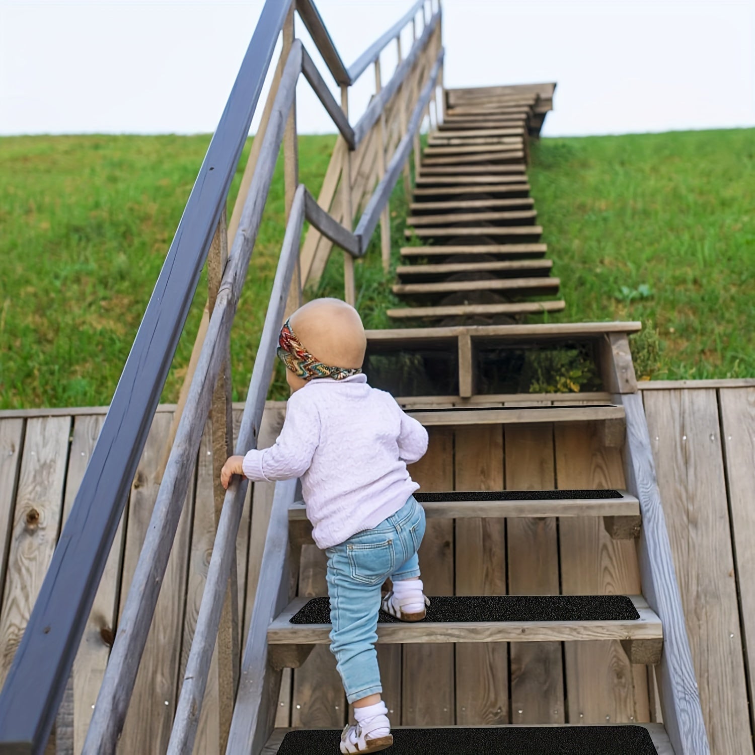 Glevato | Non-Slip Stair Treads 10-Pack – 6"x24", 80-Grit, Weather Resistant