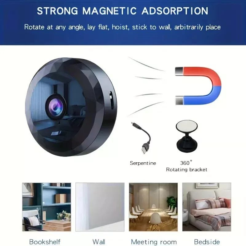 Glevato | OPTIGUARD – Magnetic Mini WiFi Camera 1080P HD with Night Vision & Motion Detection
