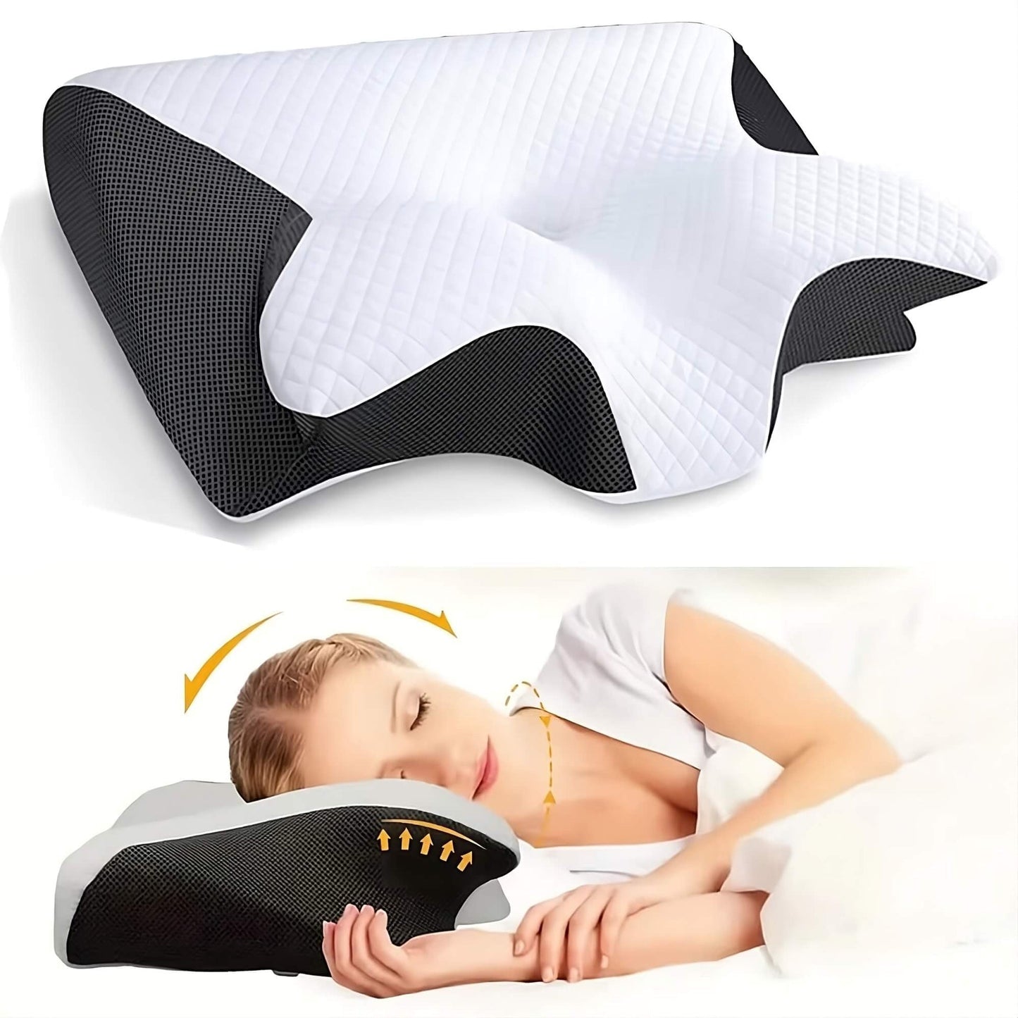 Glevato | Orthopedic Pillow | Ergonomic Support for Neck and Back | Memory Foam