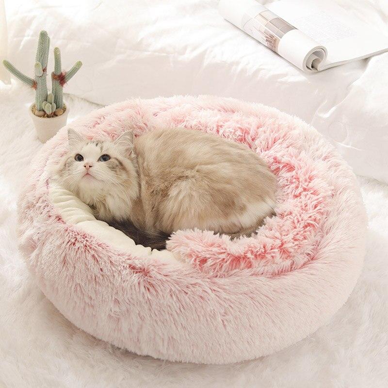 Glevato | Plush Pet Bed | Round Cozy Nest | For Cats & Small Dogs
