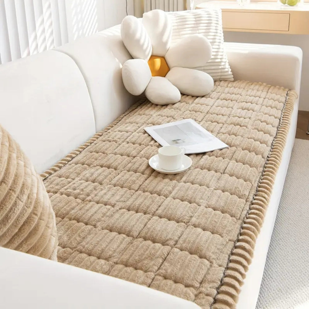Glevato | Plush Pleated Edges Sofa Cover