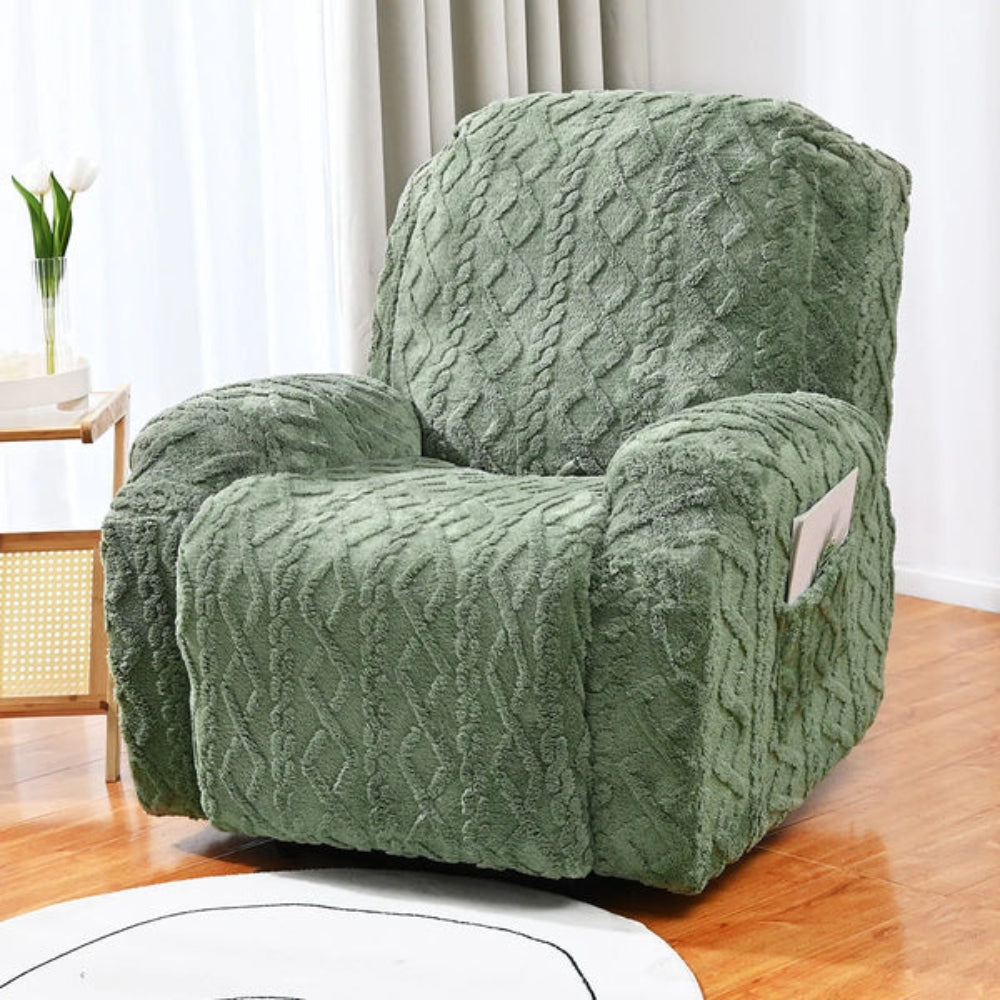 Glevato | Plush Recliner Cover with Cable Knit Pattern