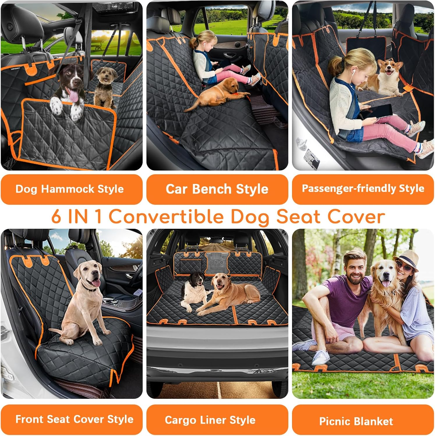 Glevato | Quilted Dog Car Seat Hammock Cover