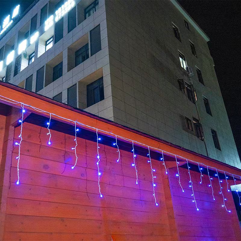 Glevato | Quntis 50m LED Icicle Light String | IP44 Weatherproof | 36V Low Voltage | 500+ LEDs | Icicle Waterfall Effect | Warm White