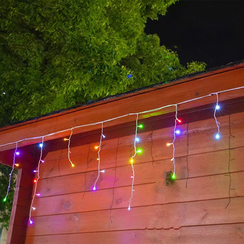 Glevato | Quntis 50m LED Icicle Light String | IP44 Weatherproof | 36V Low Voltage | 500+ LEDs | Icicle Waterfall Effect | Warm White