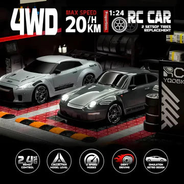 Glevato | Retro Drift Master – 4WD RC Car with LED Lights