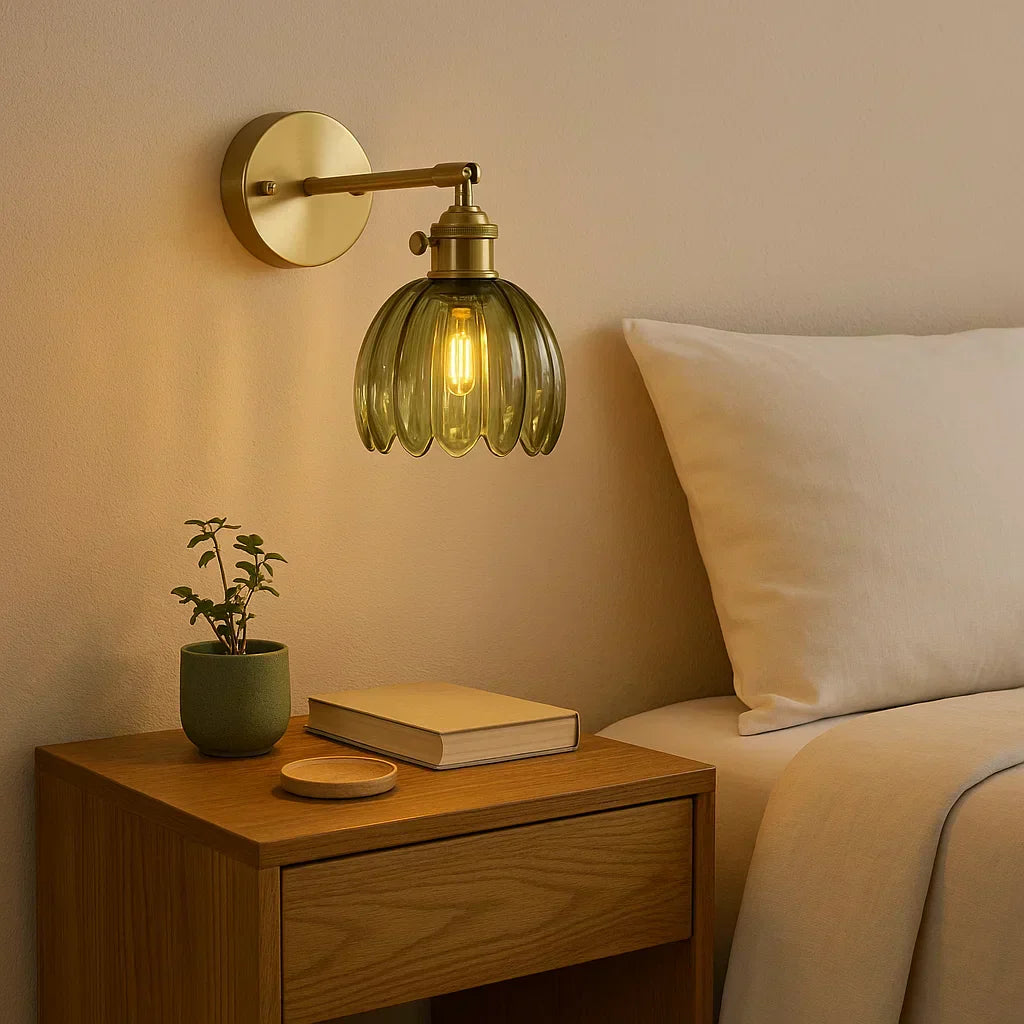 Glevato | Retro Wall Lamp with Tulip Glass Shade | Vintage Style