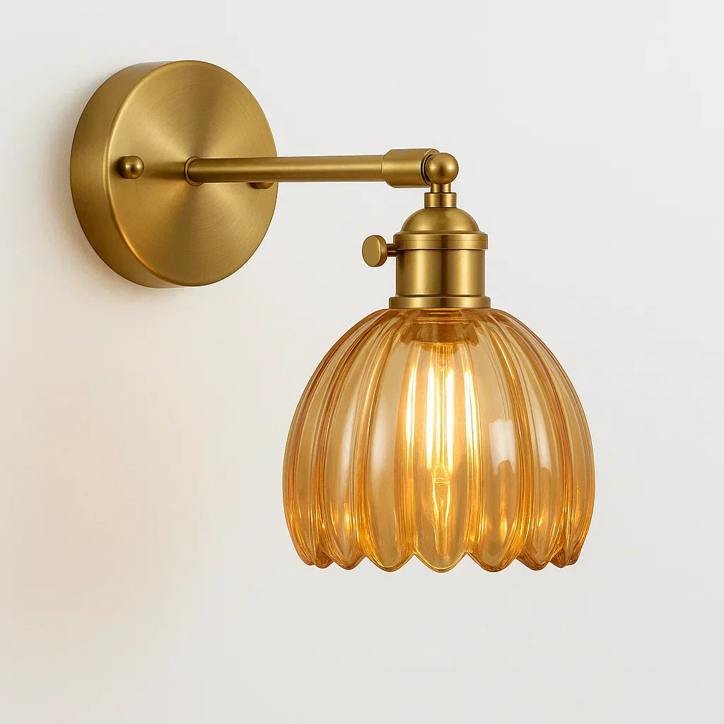 Glevato | Retro Wall Lamp with Tulip Glass Shade | Vintage Style