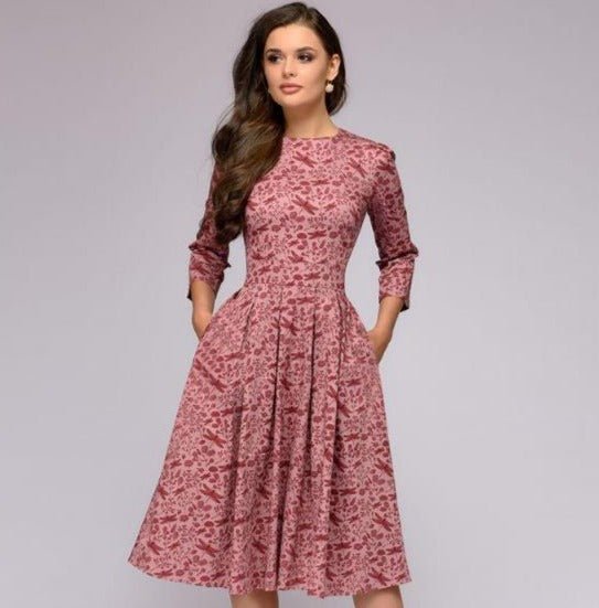 Glevato - Retrozo Elegant, Mid-Length Dress