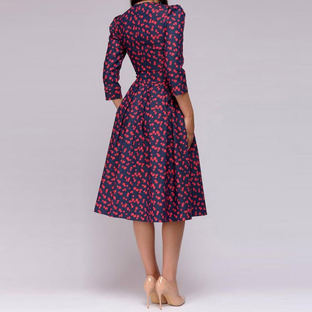 Glevato - Retrozo Elegant, Mid-Length Dress