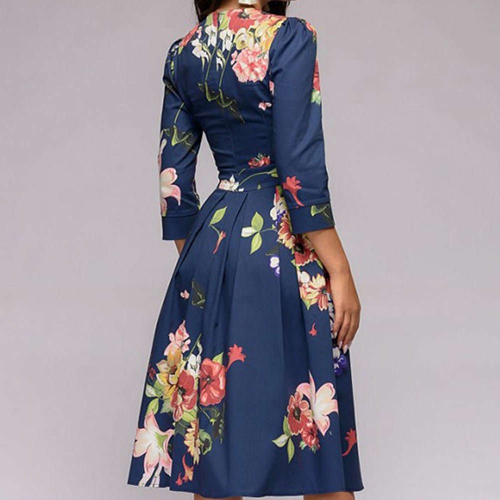 Glevato - Retrozo Elegant, Mid-Length Dress