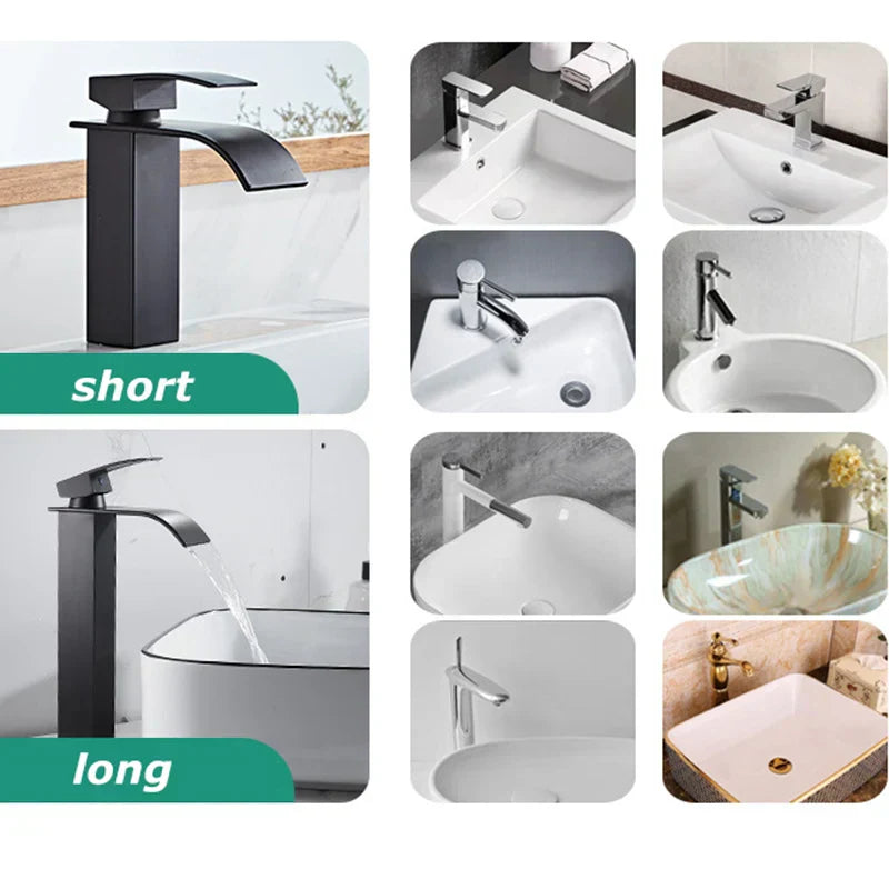 Glevato Sink Mixer Aqualis Noir | Stainless Steel | Hot & Cold Water | For Bathroom & Guest Toilet