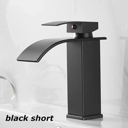Glevato Sink Mixer Aqualis Noir | Stainless Steel | Hot & Cold Water | For Bathroom & Guest Toilet