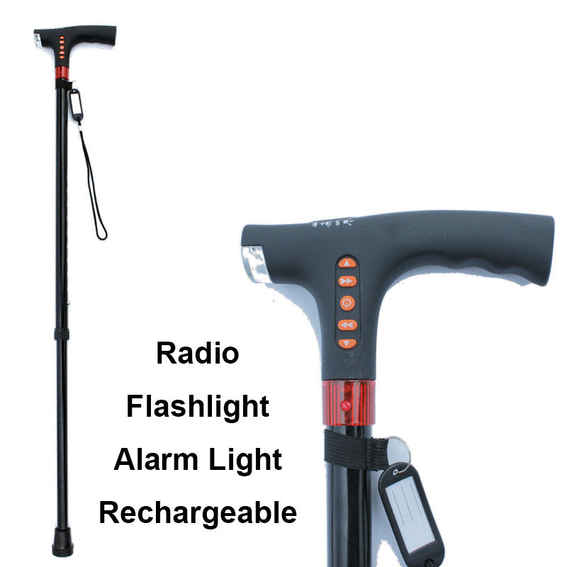Glevato | Smart Walking Stick | LED Light Radio Emergency Alarm | Adjustable