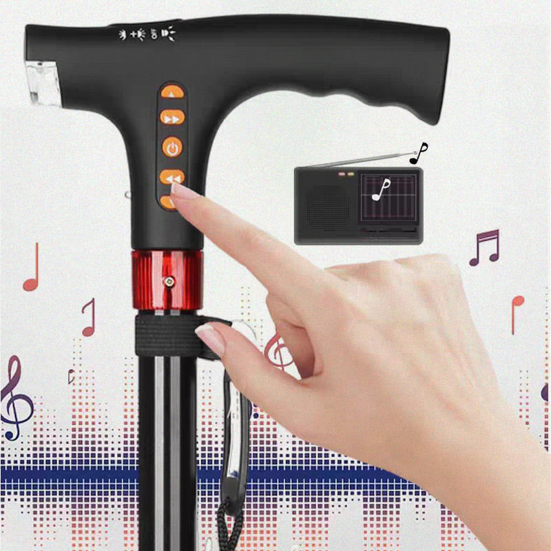 Glevato | Smart Walking Stick | LED Light Radio Emergency Alarm | Adjustable