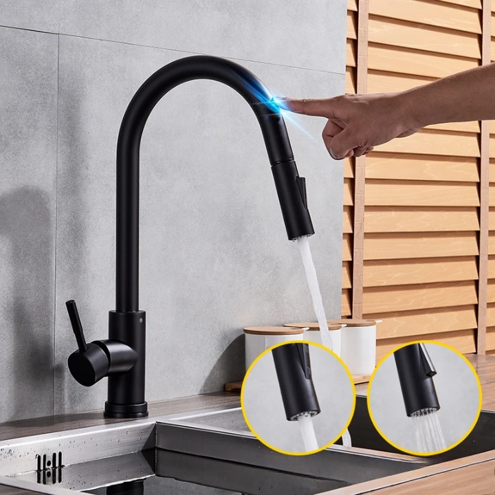 Glevato | SmartTouch | Kitchen Faucet with Touch Sensor and Pull-Down Spray Head – Brushed Nickel