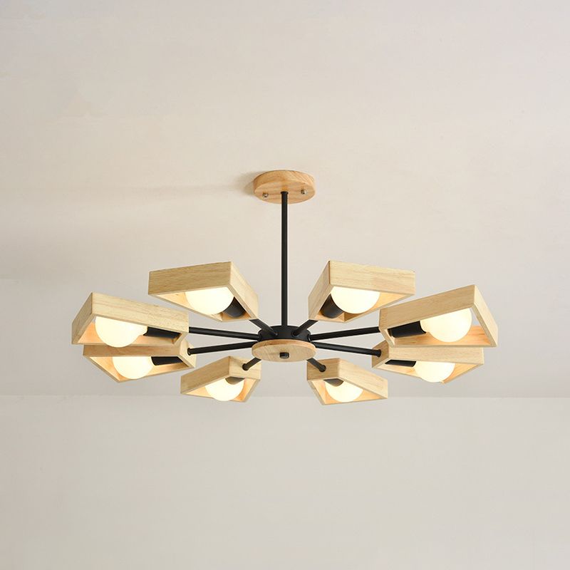 Glevato | Sputnik Chandelier Made of Wood | Modern Geometric Design