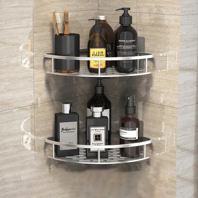 Glevato | Stylish and Practical No-Drill Shower Corner Shelf – Space-Saving Bathroom Storage Rack