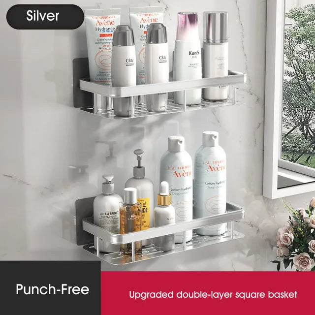 Glevato | Stylish and Practical No-Drill Shower Corner Shelf – Space-Saving Bathroom Storage Rack