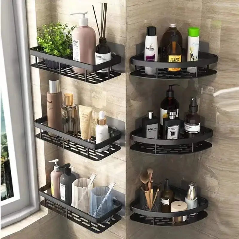 Glevato | Stylish and Practical No-Drill Shower Corner Shelf – Space-Saving Bathroom Storage Rack