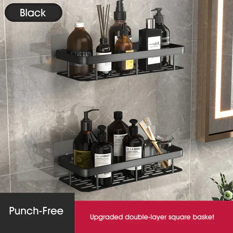 Glevato | Stylish and Practical No-Drill Shower Corner Shelf – Space-Saving Bathroom Storage Rack