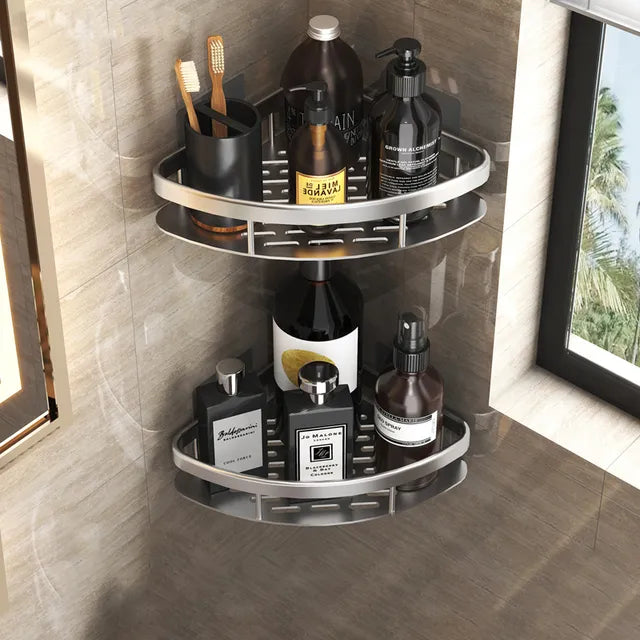 Glevato | Stylish and Practical No-Drill Shower Corner Shelf – Space-Saving Bathroom Storage Rack