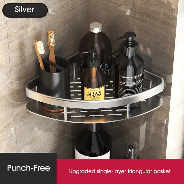 Glevato | Stylish and Practical No-Drill Shower Corner Shelf – Space-Saving Bathroom Storage Rack
