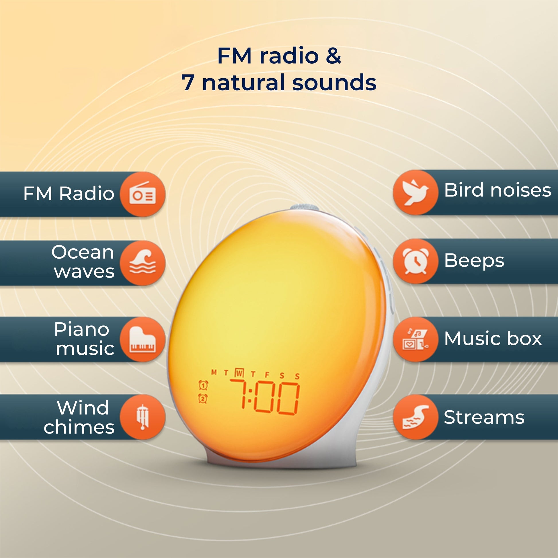 Glevato | Sunrise Alarm Clock | Natural Wake-Up Light with Ambient Lighting for Deep Sleepers & Dark Mornings