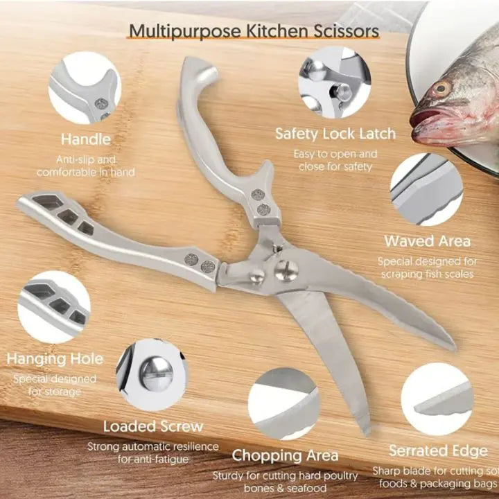 Glevato | Super strong kitchen scissors – stainless steel & effortless cutting