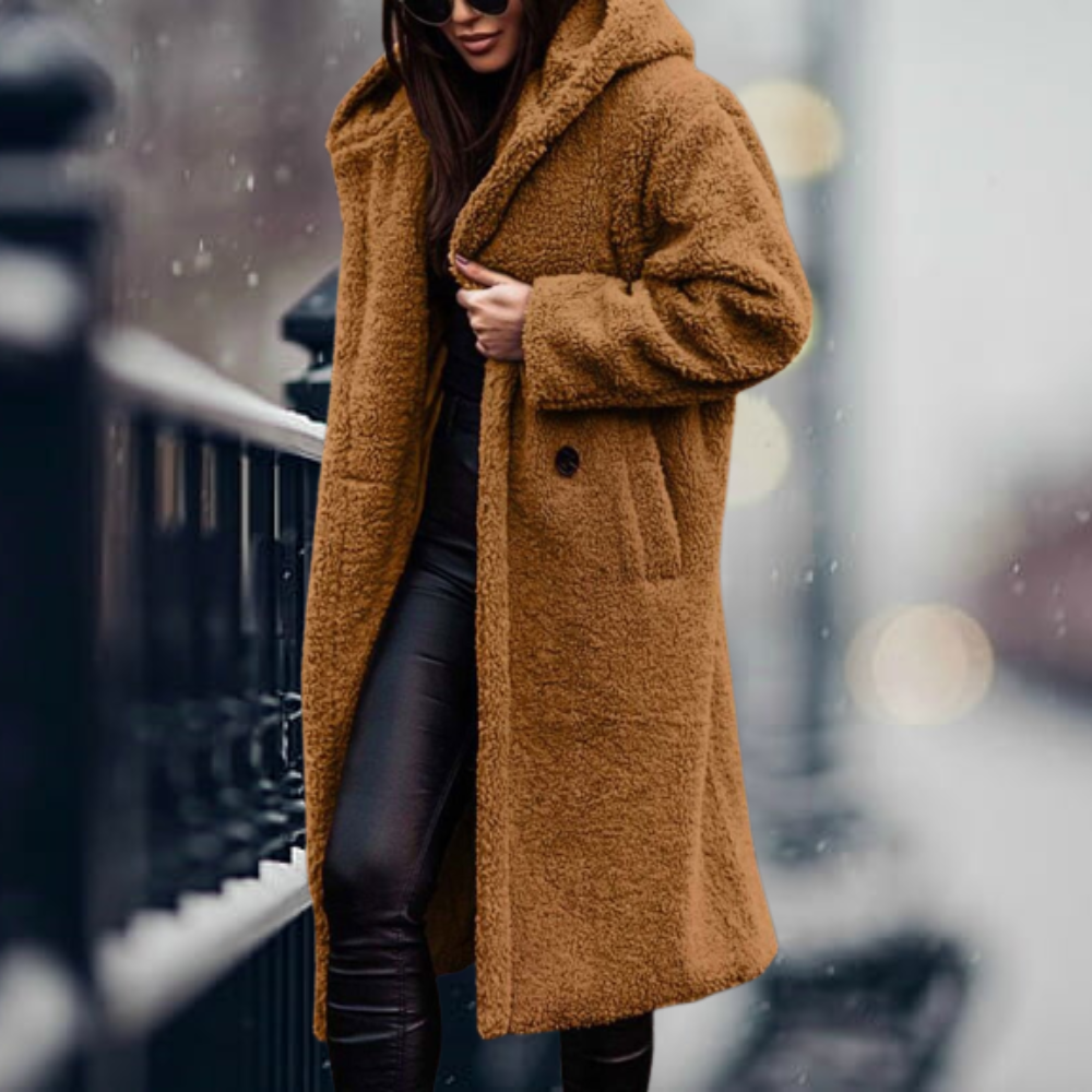 Glevato - The Coziest Elegance Faux Fur Hoodie Jacket