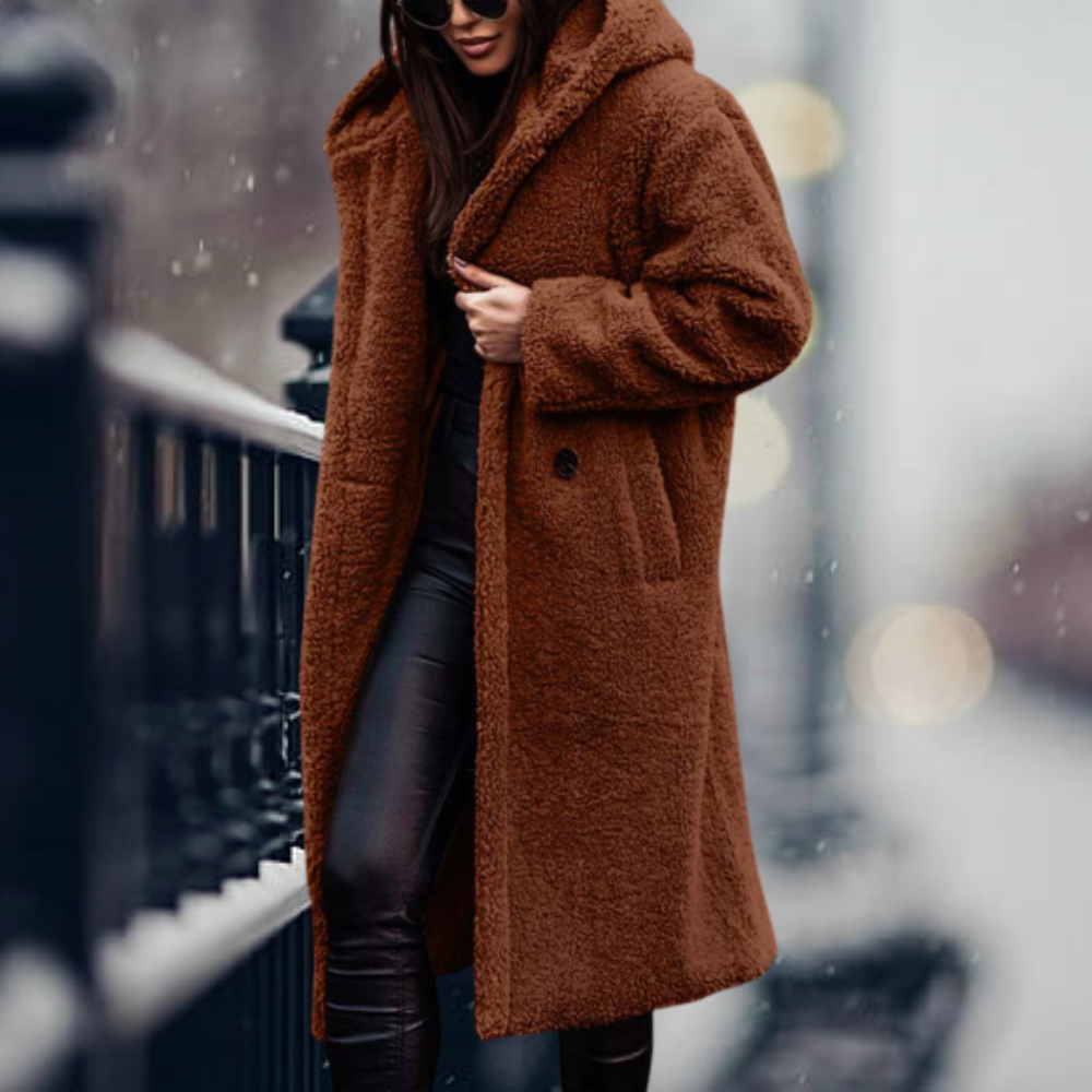 Glevato - The Coziest Elegance Faux Fur Hoodie Jacket