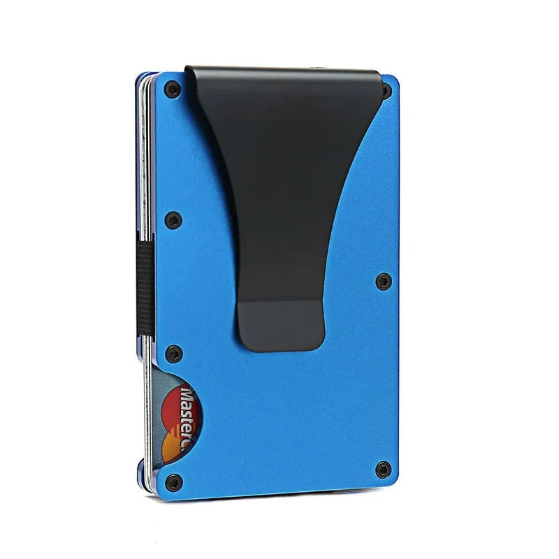 Glevato | Titanium Matte Cobalt Cardholder – Slim & Stylish RFID Wallet for Men & Women