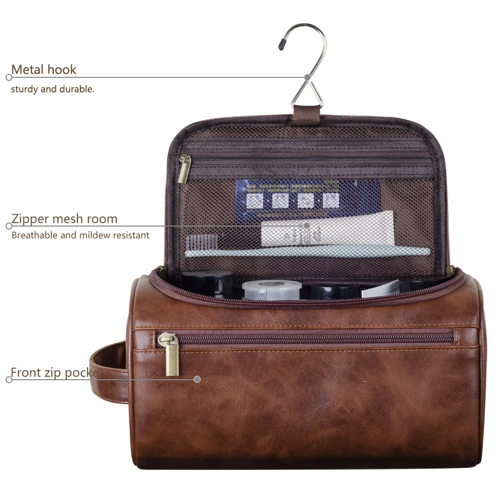 Glevato | TravelTrek Luxury Bag – Leather Toiletry Bag with Waterproof Lining and YKK Zippers