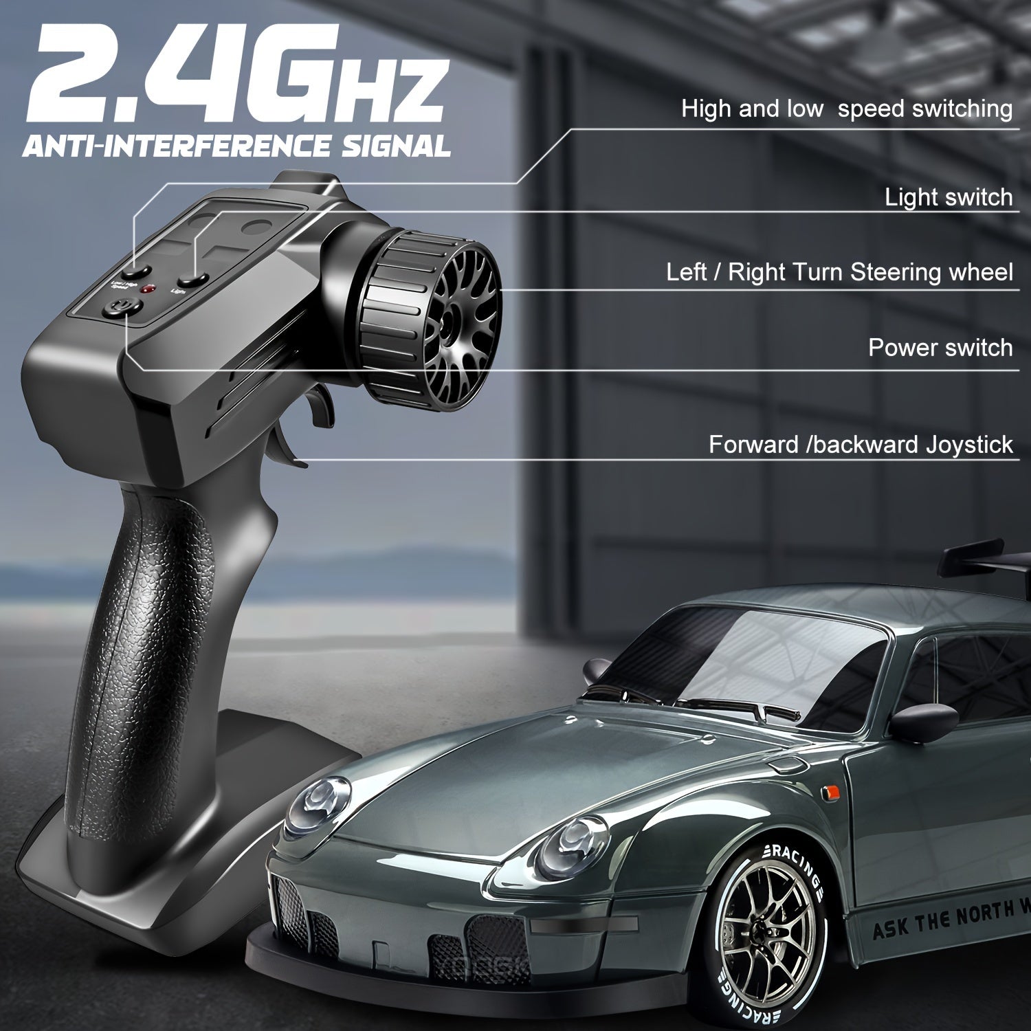 Glevato | Ultimate 1:24 RC Drift Car with LED Wheels – Rechargeable 4WD Racing Toy