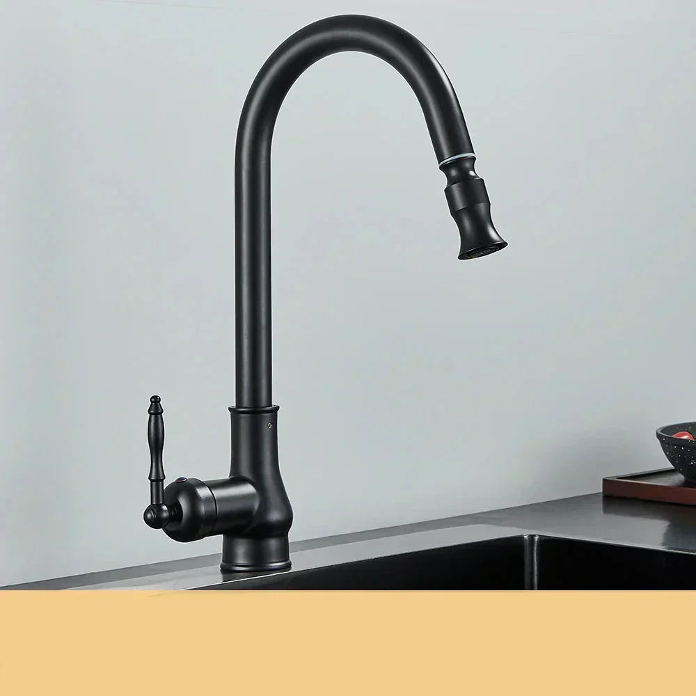 Glevato | VintageTap Antique Brass Kitchen Tap – Retro Style Mixer Faucet with Swivel Spout