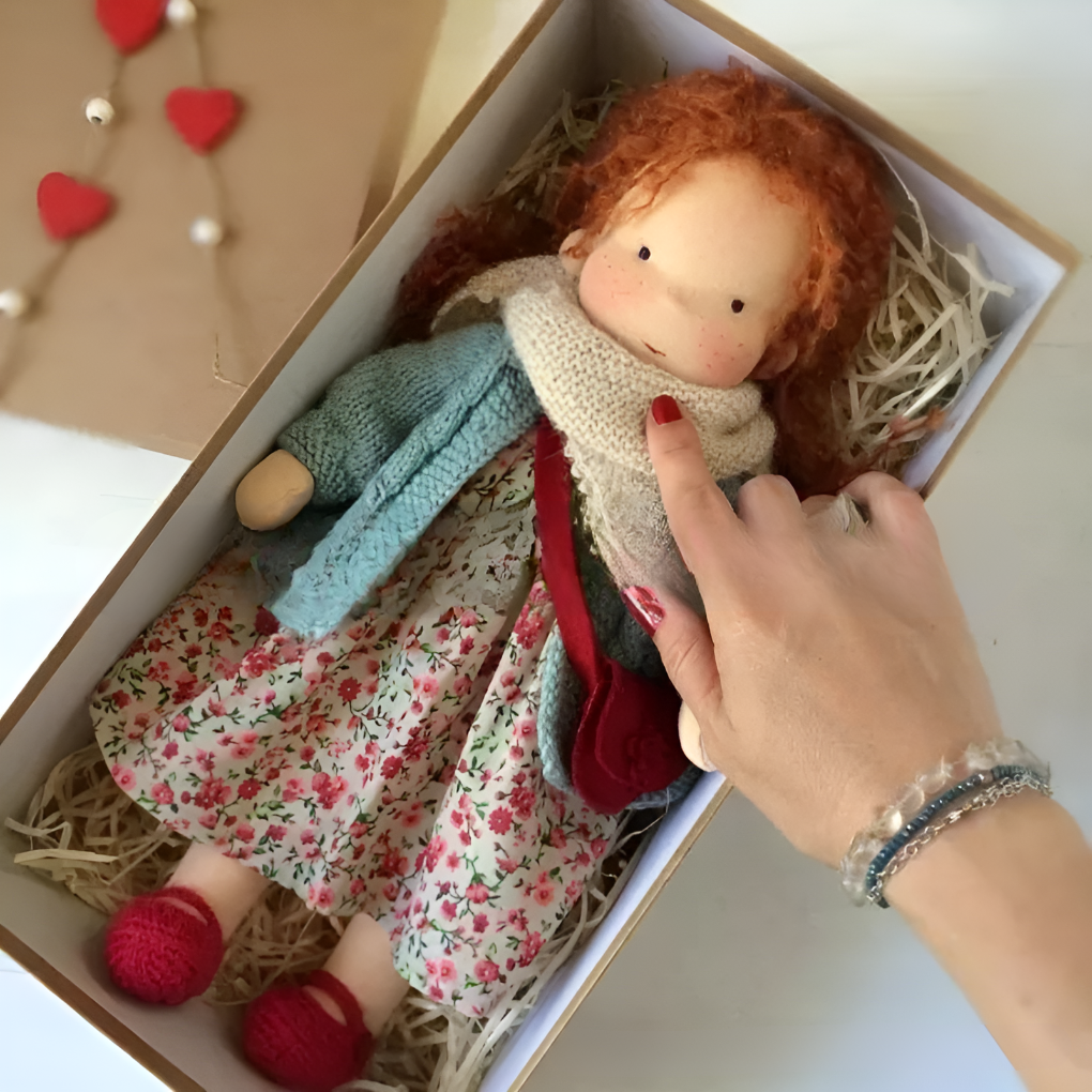 Glevato | Waldorf Soft Cloth Doll with Knitted Cardigan