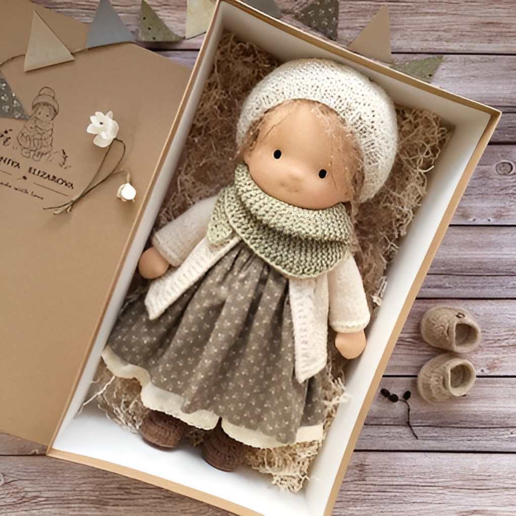 Glevato | Waldorf Soft Cloth Doll with Knitted Cardigan