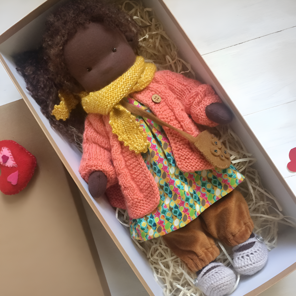 Glevato | Waldorf Soft Cloth Doll with Knitted Cardigan