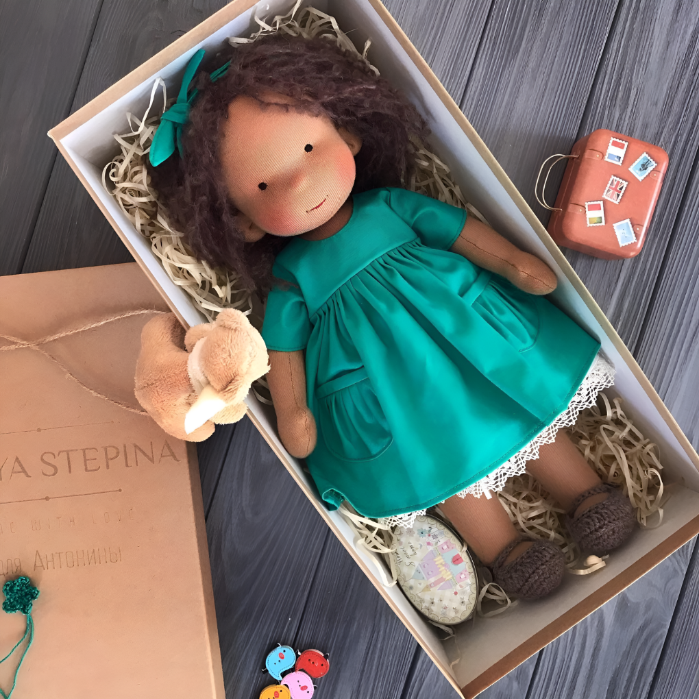 Glevato | Waldorf Soft Cloth Doll with Knitted Cardigan
