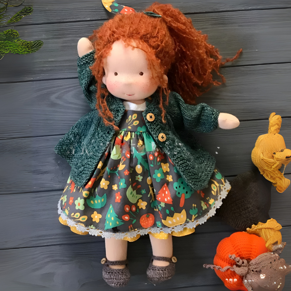 Glevato | Waldorf Soft Cloth Doll with Knitted Cardigan