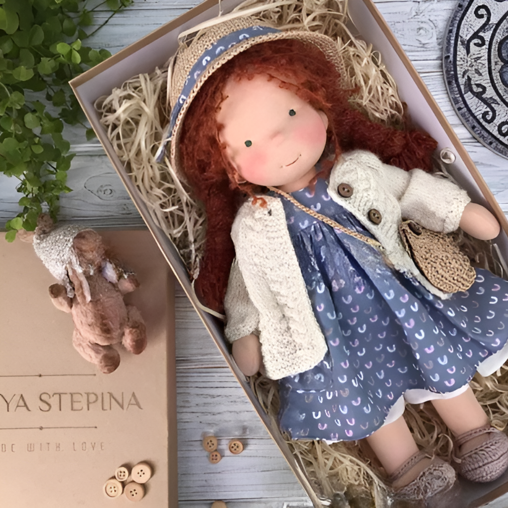 Glevato | Waldorf Soft Cloth Doll with Knitted Cardigan