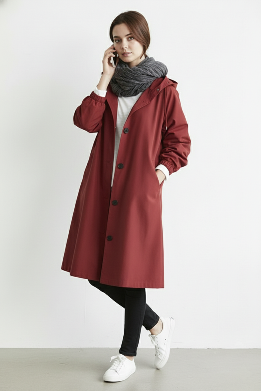 Glevato | Wind and Waterproof Trench Coat for Women – With Hood for Autumn & Winter