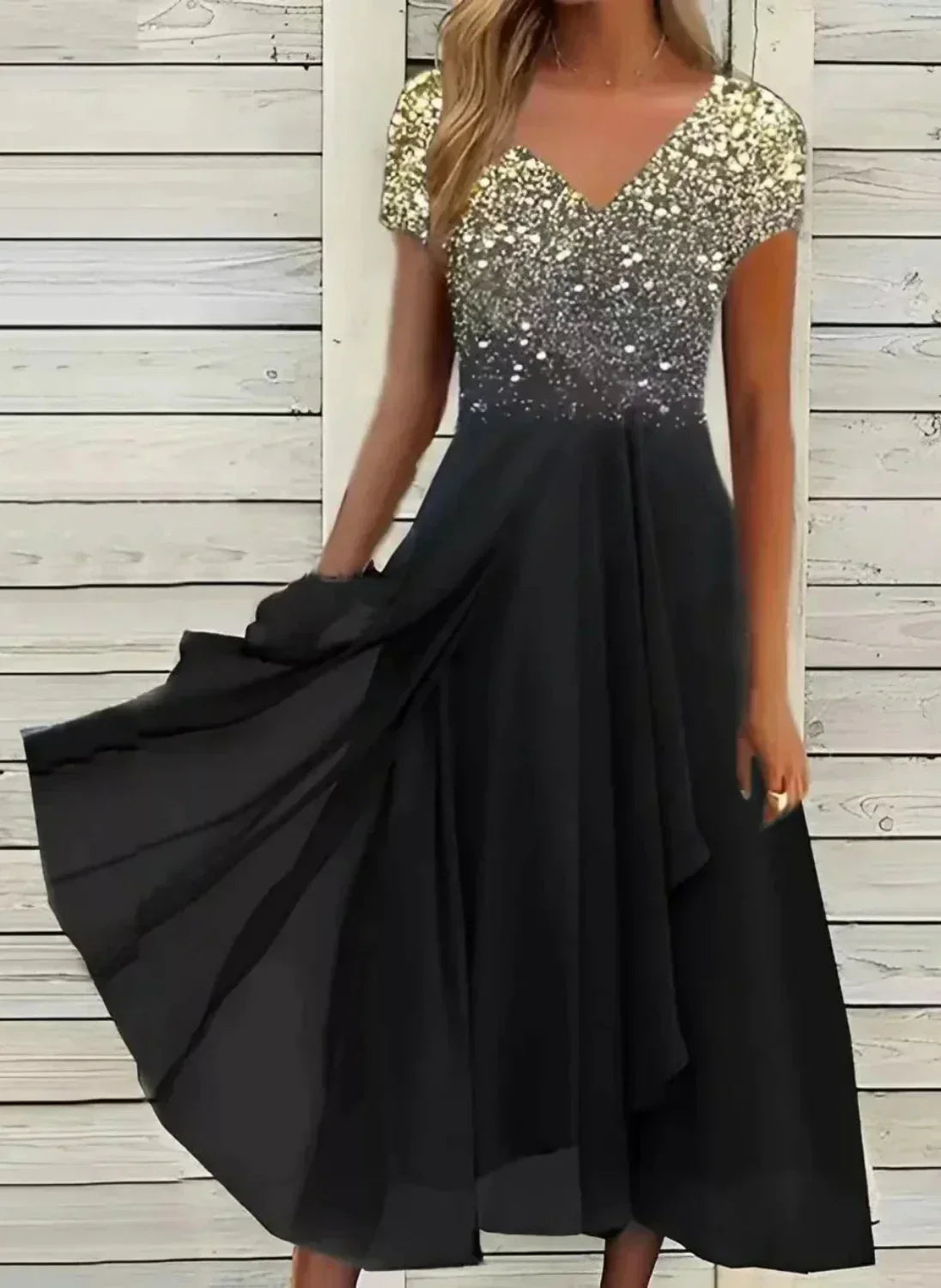 Glevato | Women's Chiffon Maxi Dress | Flowy Tiered Skirt
